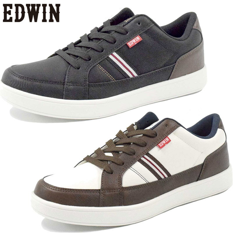 エドウィン メンズ スニーカー 靴 シューズ ローカット 紐靴 カジュアル シンプル 普段履き お出かけ 旅行 歩きやすい 超軽量 ホワイト 白 ブラック 黒 送料無料 EDWIN EDW-7049