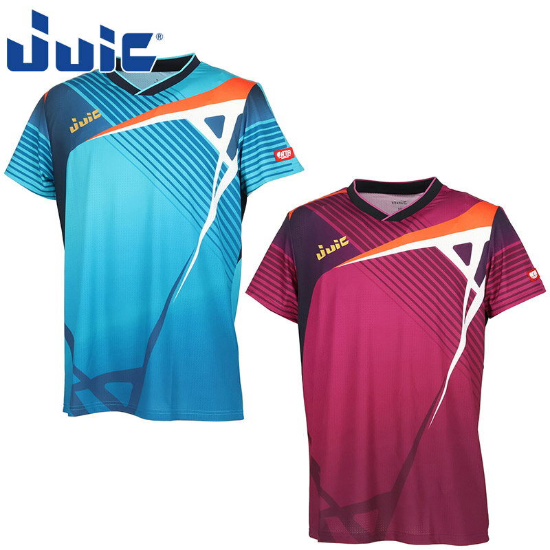 ジュウイック メンズ レディース JUIC イデア 卓球 ウェア 競技 トップス 半袖 Vネック 軽量 吸収速乾 JTTA公認 ゲームシャツ 試合 ブルー 青 パープル 紫 送料無料 JUIC 5676