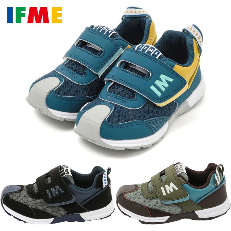 イフミー IFME スニーカー キッズ MF30-3808 IFME joob 太ベルトコンビカラースニーカー A グリーン ネイビー ブラック GREEN NAVY BLACK 15cm～19cm 3E相当 靴 シューズ 23FW あす楽のサムネイル