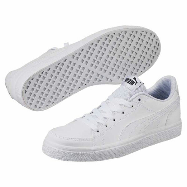 プーマ PUMA スニーカー ジュニア PMJ-362947 コートポイント 通学 仕事履き VULC V2 BG (02)プーマ ホワイト/プーマ ホワイト 22.0~25.0cm レディース 靴 シューズ 白 通学靴