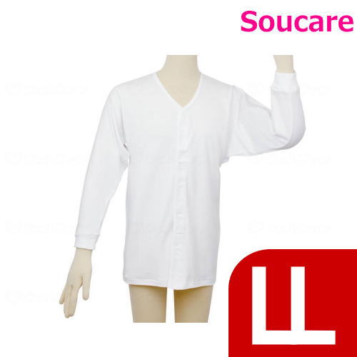 テイコブ ワンタッチ肌着 長袖 紳士用 LL 幸和製作所 肌着 介護 自立 着脱 簡単 面ファスナータイプ 綿..