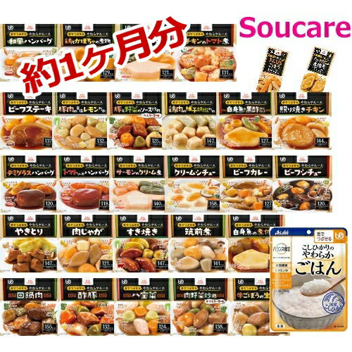 楽天介護用品　介護食品　爽ケア介護食 ごはんとおかずの28食セット アサヒグループ食品 バランス献立 こしひかりのやわらかごはん 28個 大和製罐 エバースマイル 舌でつぶせる ムース食 28種類×1個 　 食事 食事サポート 介護 手軽 栄養補助 生活習慣 健康維持