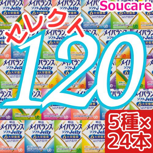 介護食明治 メイバランス ソフト JELLY 選べる5種類×24本 合計120本 ソフトゼリー200kcal 125ml meiji 介護食 防災 備蓄 栄養補助 栄養補給高齢者 ゼリー スイーツ