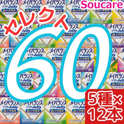 ★1個プレゼント★選べる5種類×12本 メイバランス ソフト JELLY 合計60本 ソフトゼリー200kcal 125ml 明治 meiji 介護食 防災 備...