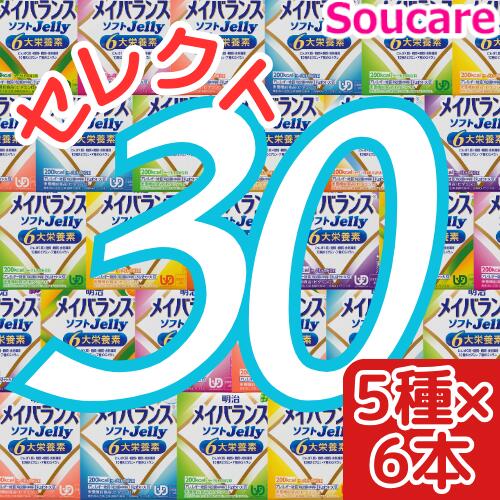 介護食 明治 メイバランス ソフト JELLY 選べる5種類×6本 合計30本 ソフトゼリー200kcal 125ml meiji 介護食 防災 備蓄 栄養補助 栄養補給高齢者 ゼリー スイーツ