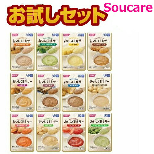 介護食 ホリカフーズ おいしくミキサー バラエティセット お試し 12種×各1袋 区分4 かまなくてよい 食事 食事サポート 手軽 介護食 おかず 主食 嚥下補助 嚥下障害 レトルト やわらか ミキサー食