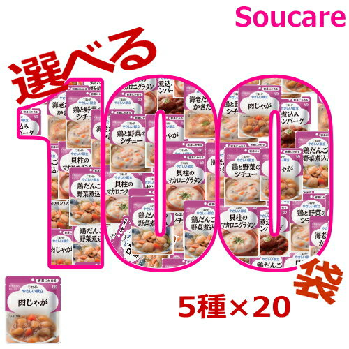 介護食 お好みで選べる 5種×20袋 やさしい献立 区分1 容易にかめる 100袋 キューピー 区分1 容易にかめる 食事 食事サポート防災 常温 手軽 栄養補助 介護食 やわらか食 やわらかい お好きな味