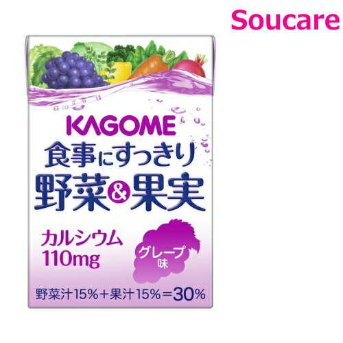 介護食 カゴメ 食事にすっきり野菜＆果実カルシウム グレープ味 100mL 単品販売 栄養補助 栄養補給 防..