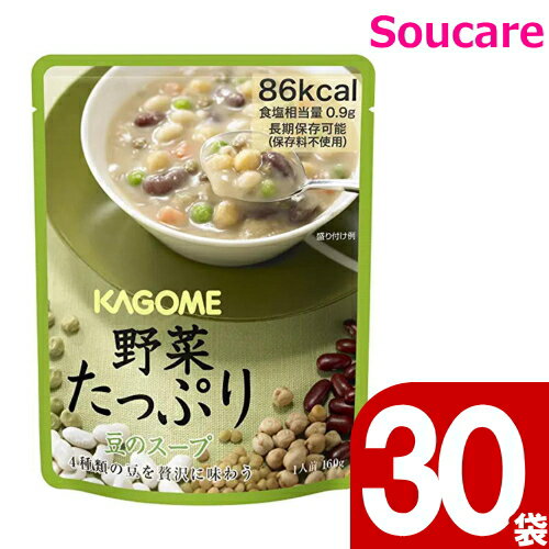 カゴメ 野菜たっぷり 豆のスープ 160g 30袋 栄養補助 栄養補給 防災 備蓄 保存 常温