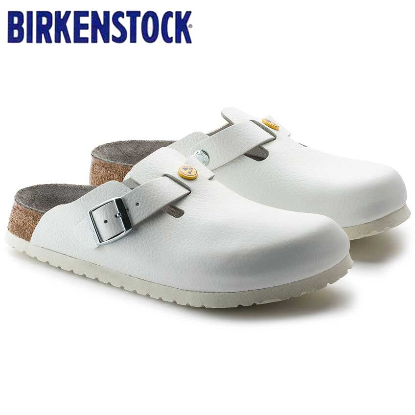 帯電消散機能付きBIRKENSTOCK ビルケンシュトック 正規品 Boston（ボストン） ESD 061370 ホワイト（メンズ） 天然皮革 静電気放電防止..