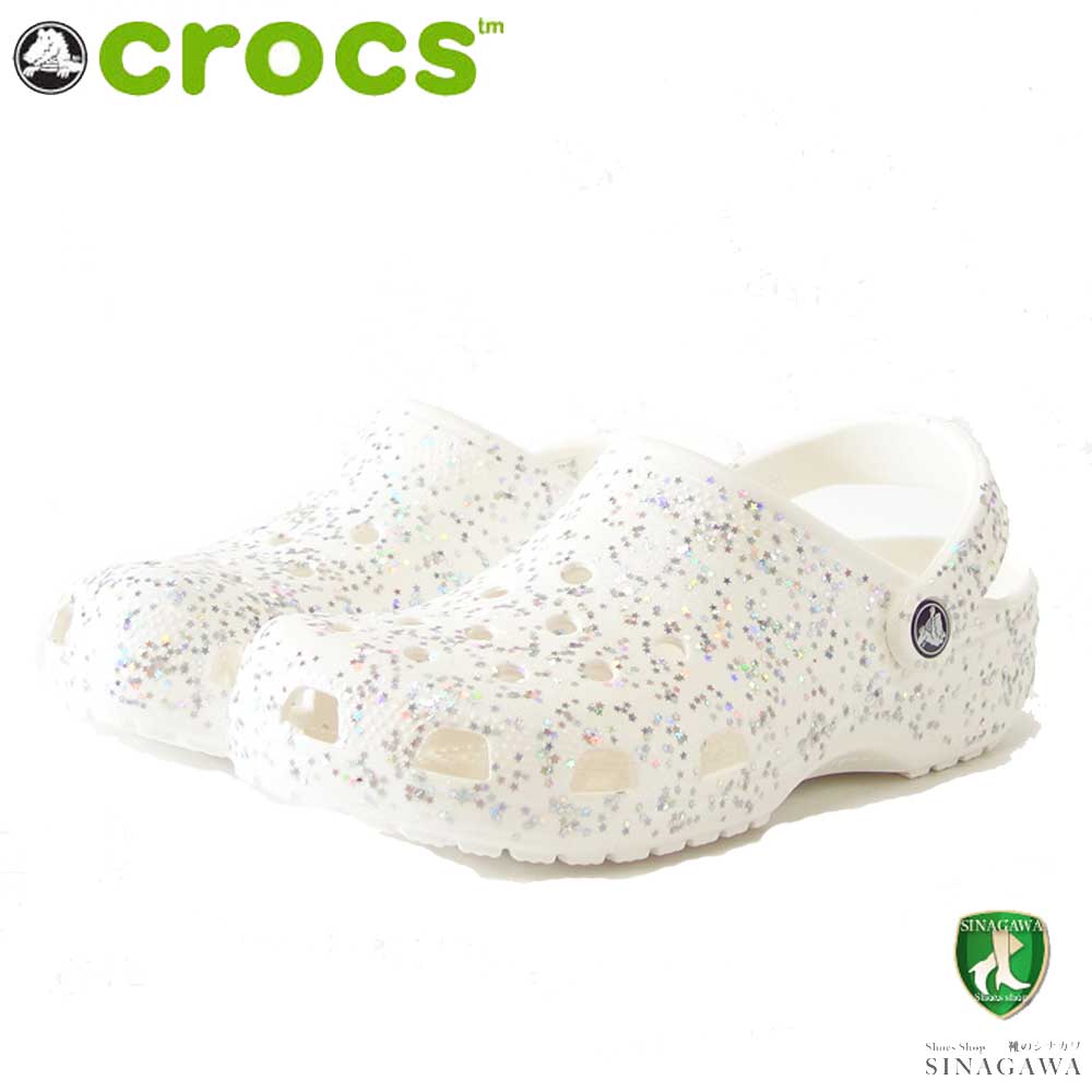 楽天靴のシナガワ【スーパーSALE 20％OFF】 crocs クロックス classic starry glitter clog k クラシック スターリー グリッター クロッグ （キッズ）208619100 ホワイト「靴」