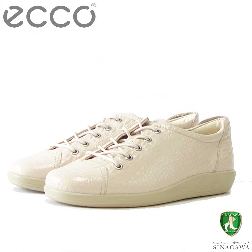 エコー 靴 レディース エコー ECCO SOFT 2.0 アイボリー 206503 01378 （レディース） 快適な履き心地のレザースニーカー レースアップシューズ エナメル 型押し 「靴」