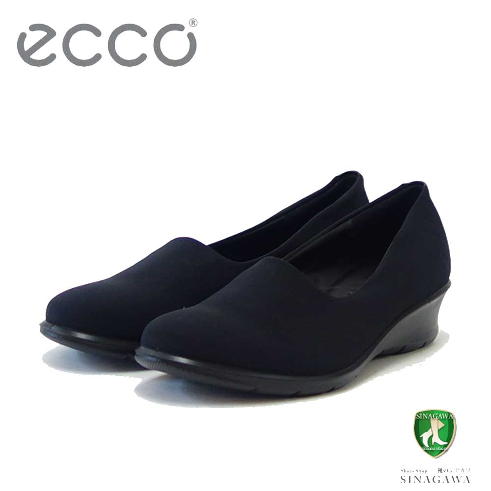 エコー 靴 レディース エコー ECCO FELICIA STRETCH SLIP ON ブラック 217043 51052 （レディース） 甲深 ウェッジ パンプス 快適な履き心地のストレッチシューズ コンフォートシューズ 外反母趾対策「靴」