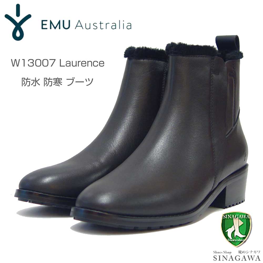 エミュー EMU W 13007 LAURENCE ローレンス（レディース） ：ブラック スムースレザー ウォータープルーフ サイドゴア 「靴」