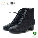 フィズリーン FIZZ REEN 5246 チェック 日本製 4E ソフトレザーの快適アンクルブーツ 靴 