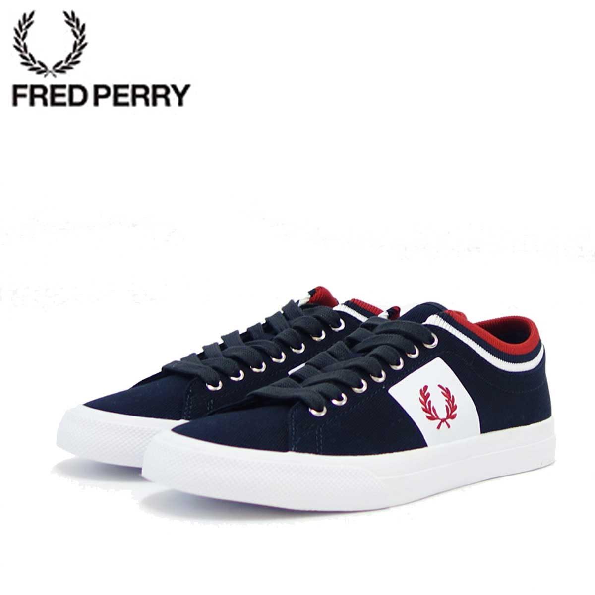 フレッドペリー 【スーパーSALE 10%OFF】 FRED PERRY フレッドペリー B7106（ユニセックス）Underspin Tipped Cuff Twill カラー：ネイビー／ホワイト（608A） 「靴」