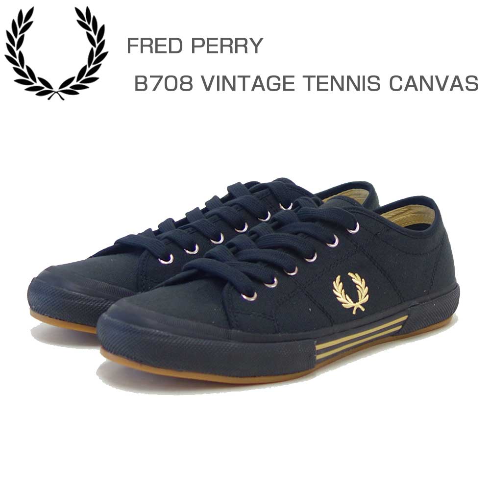 FRED PERRY フレッドペリー B233290A（メンズ）B708 VINTAGE TENNIS CANVAS （ヴィンテージ テニス キャンバス） カラー：ブラック ローカット スニーカー 「靴」