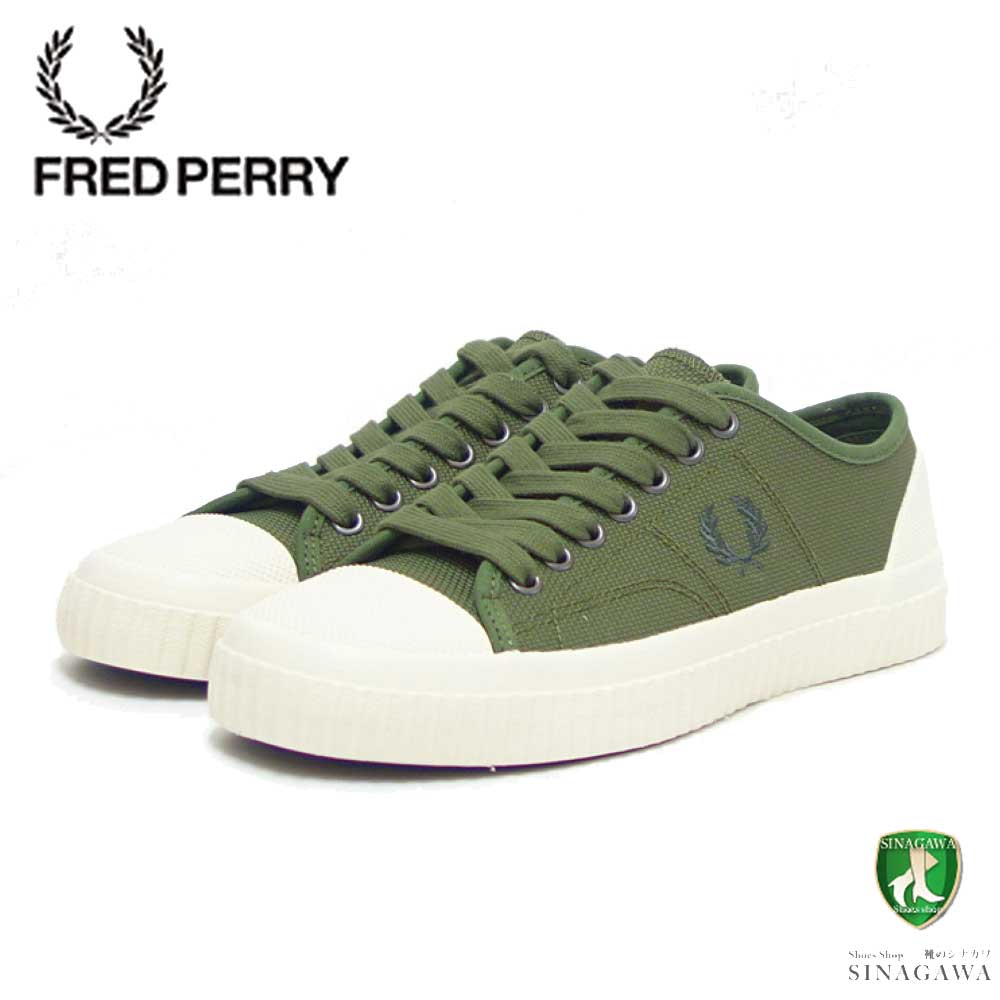 FRED PERRY フレッドペリー B5322 Q50（ユニセックス）HUGHES LOW TEXTURD POLY カラー：Parka Green 人工繊維 ローカットスニーカー テニスシューズ 「靴」