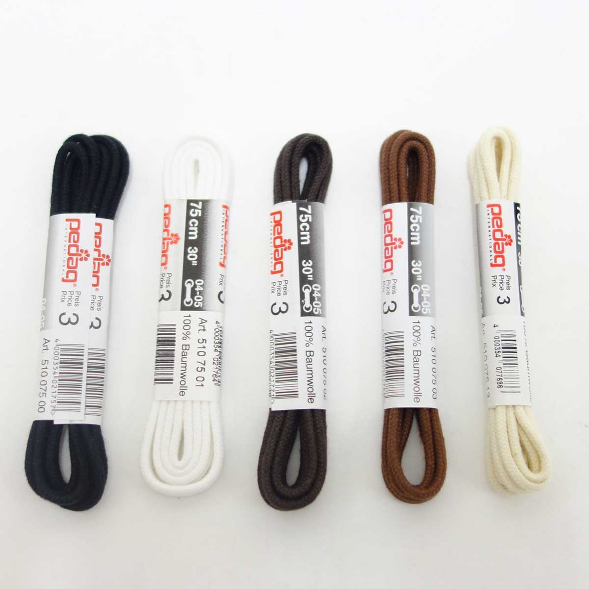 《メール便可》靴ひも（シューレース）細紐タイプ（丸ひも 2.5mm） pedag ペダック SHOE LACE 510（ドイツ製） ビジネスシューズやカジュアルシューズに最適（2本入り） 靴 シューズ