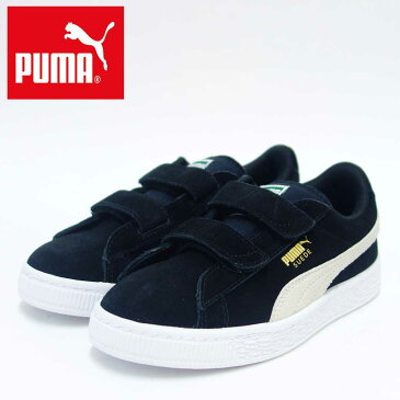 PUMA プーマ 359595 01(キッズ) スウェード 2ストラップ PSカラー:ブラック/ホワイト「靴」