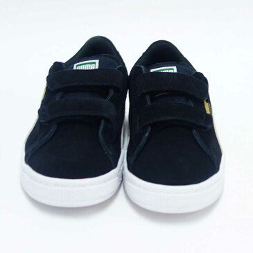PUMA プーマ 359595 01(キッズ) スウェード 2ストラップ PSカラー:ブラック/ホワイト「靴」