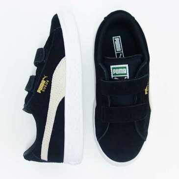 PUMA プーマ 359595 01(キッズ) スウェード 2ストラップ PSカラー:ブラック/ホワイト「靴」