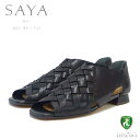 【SALE】 SAYA(サヤ) 51142 ブラック 天然皮革 メッシュサンダル 甲深 スリッポン パンプス 日本製「靴」