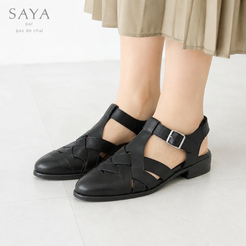 【SALE】 SAYA（サヤ） 51116 ブラック 天然皮革 グルカサンダル ストラップサンダル 天然皮革 日本製「靴」