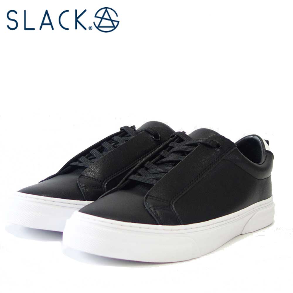  スラック SLACK SL 1518 001（ユニセックス）LIBERIO（リベリオ） カラー：BLACK / WHITE 人工皮革 ローカットスニーカー バルカナイズ製法 「靴」