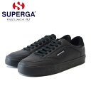 スペルガ レザースニーカー メンズ スペルガ SUPERGA 3843 COURT（ユニセックス）ブラック (3a5135ewakc) 天然皮革 レザースニーカー 「靴」