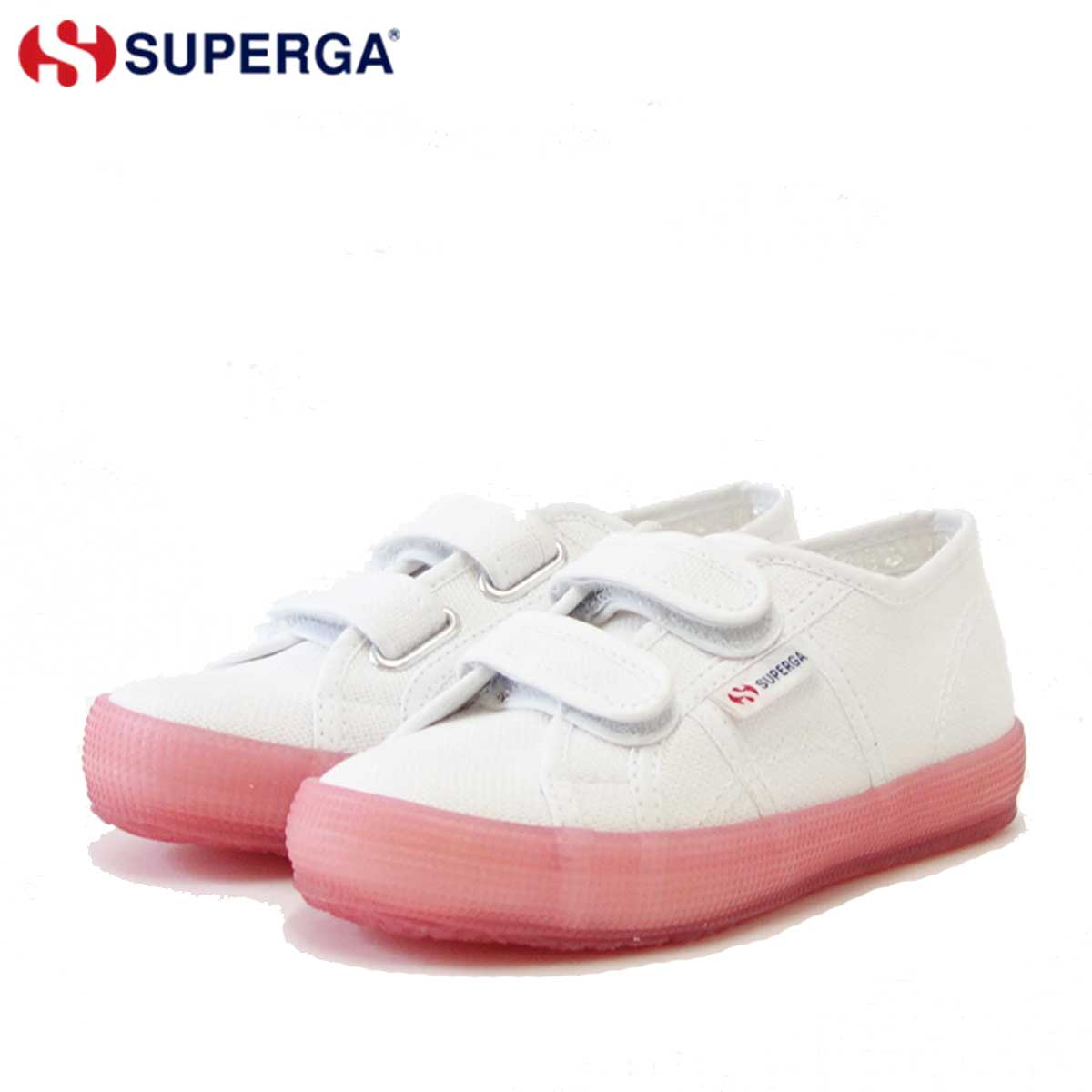 楽天靴のシナガワ【スーパーSALE 50％OFF】 スペルガ SUPERGA 2750-JELLYGUM COTSTRAPBUMPJ（キッズ）White-Pink Extase （s1115pw a0e） ナチュラルなキャンバススニーカー 「靴」