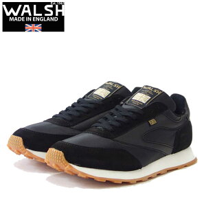 WALSH ウォルシュ HOR 50032（ユニセックス） HORWICH カラー：ブラック（英国製） スエード＆人工繊維＆PVCのランニングスニーカー 「靴」