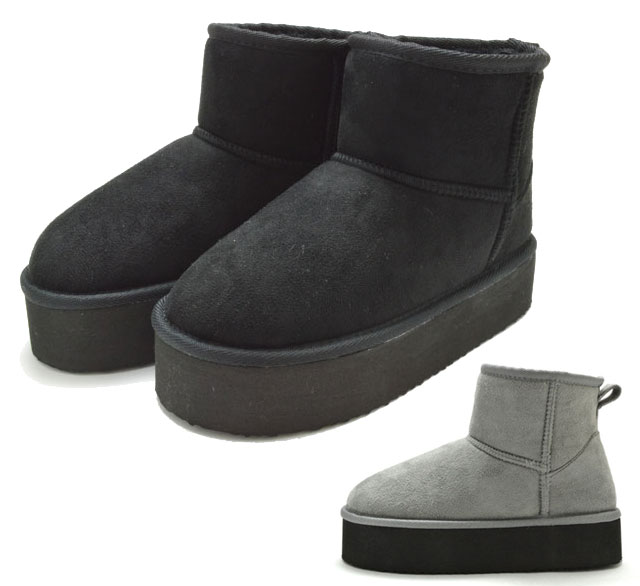 【送料無料(北海道、沖縄除く)】 厚底ムートンブーツ 29872 ショートブーツ レディースブーツ 厚底ブー..