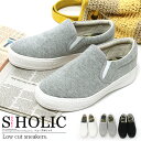 楽天SHOESHOLIC【送料無料】 春夏！スリッポン 厚底スリッポン ローカットスニーカー フラットシューズ ウエッジソール ブラック黒 ホワイト白 レース グレー ネイビー 青 レディース靴 an-16 フェリシア フェリーチェ shoesholic コスプレ