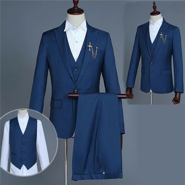 白 S/M/L/XL/2XL 紳士用 卒業式 結婚式 通勤 次会 花婿の介添え 11カラー 司会者 3ピーススーツ 上下セットアップ メンズスーツ