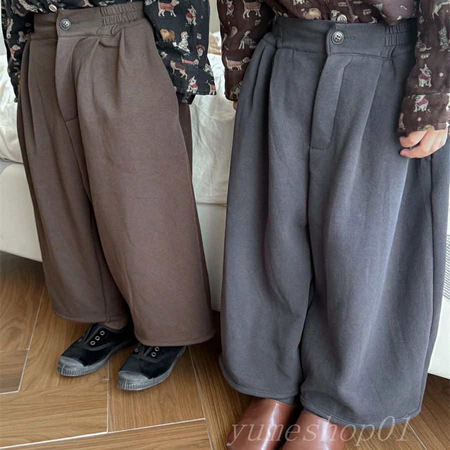 【送料無料】秋の新作子供用ソリッドカラーニットワイドパンツ男女赤ちゃんぽんぷっくりストーリー九分ズボン