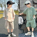 パンツセッ 快適 レジャー 綿100% 2色選べる 夏服 キッズ 上下セット 半袖Tシャツ+ショートパンツ 男の子 セットアップ 新品 夏