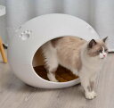 (S) 通気して滑りにくい猫家具です 小さいペットベッド 犬家 防水猫ベッド 洗える猫ベッド プラスチック猫家 猫別荘 犬ベッド 半密閉卵形楕円形プラスチック犬...