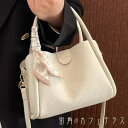 エレ マグネットボタン ファスナー 内ポケット レザー PU リボン スカーフハンドル 持ち手 肩掛け 斜め掛け ストラップ 2way 4色(4)