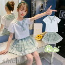 通園 通学着 春夏 可愛い スカートセット Tシャツ 半袖 トップス 2点セット 上下セット 韓国子供服 女の子 キッズ セットアップ
