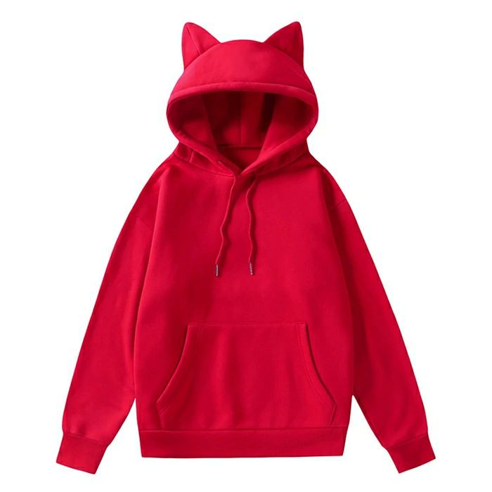 かわいい カジュアル 微起毛 トップス 猫耳 ねこみみ 長袖 フード付き プルオーバーパーカー レディース