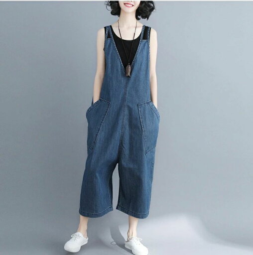 パンツ レディース 9分丈 デニム デニムオーバーオール サロペット Vネック フレアー ジャンパースカート パンツ レディース 9分丈 デニム デニムオーバーオール サロペット Vネック フレアー ジャンパースカート