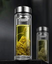 ギフト プレゼント オフィス用 タンブラー ティー マグ トラベル ポータブル 350ml 茶こし付きタンブラー 二重構造 ガラス 水筒 ガラス ウォーターボト...
