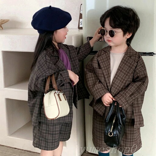 【送料無料】春の新作子供用チャコール柄スリーピースジャージー男女赤ちん森系ショーツ2点セット 【送料無料】春の新作子供用チャコール柄スリーピースジャージー男女赤ちん森系ショーツ2点セット