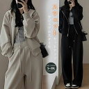 大き ルームウェア ワイドパンツ スウェットパンツ スウェット ジャージ パーカー アウター 上下セット レディース セットアップ