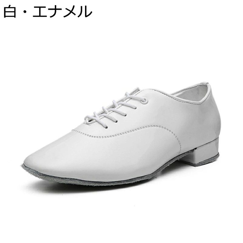 レース メンズ ジャズシューズ PUレザー スエード底 フルソール ラテンシューズ シューズ 社交ダンス ローヒール2.5cm エナメル