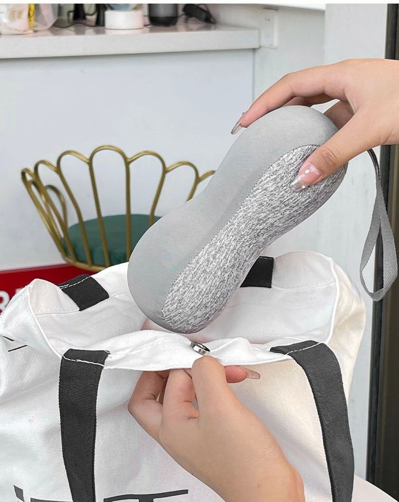 枕 ネックピロー ポータブル枕 携帯枕 男女兼用 レディース メンズ 寝具 ミニ 小型 グレー ピーズ 旅行 持ち運び