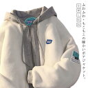 重ね着風 フード付き ボアコート メンズ フリースジャケット もこもこ レディース 男女兼用 ボアブルゾン