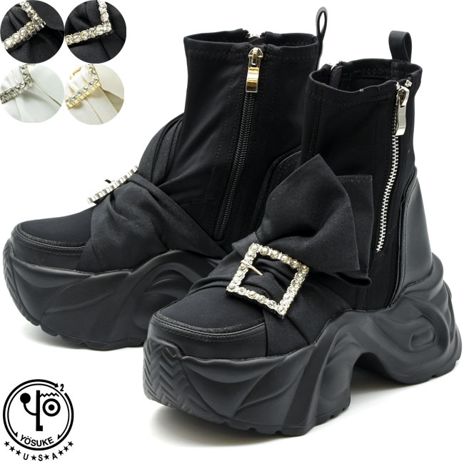 ヨースケ YOSUKE ストレッチブーツ 厚底ブーツ スニーカーブーツ ショートブーツ レディース 全4色 黒 白 4450085