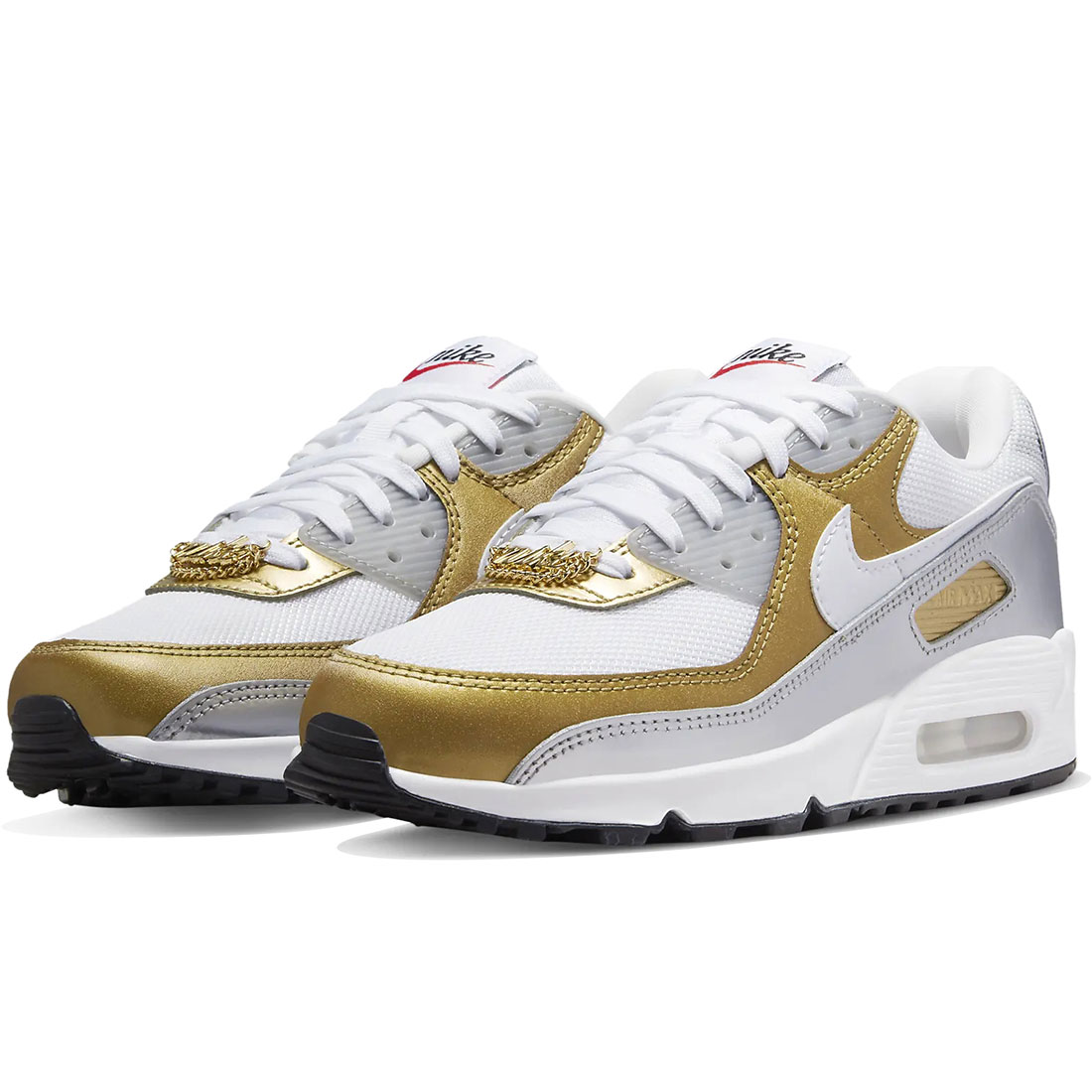 ナイキ エア マックス 90 SE NIKE W AIR MAX 90 SE ホワイト/メタリックゴールド/メタリックシルバー/ホワイト DJ6208-100 ナイキジャパン正規品